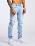 Riolio  Mens Jeans Elastic Skinny Solid Color Stretch Pencil Pants Slim Fit Denim Jeans Jogging Streetwear Cowboy Casual Trousers Blck