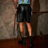 Riolio  Mens Motorcycle Biker Shorts Youth Pu Leather Pants Summer Streetwear Fashion Nightclub Unique Niche Men'S Clothing New