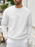 Riolio  Men's Quilted Crew Neck Sweatshirt Casual Long Sleeve Textured Pullover For Daily Wear
