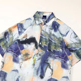 Riolio New Retro 3D Printed Ice Silk Shirt For Men Hip Hop Fashion Short Sleeve T Shirts Summer Hawaiian Y2K Streetwear T-shirts
