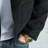 Riolio Men's Fashion Coat Autumn/winter Lamb Fleece Coat Men's Stand Up Neck Jacket Plush Thickened Men's Winter Coat