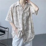 Riolio  Men Clothing Summer Fashion Vintage Print Cuban Collar Hawaiian Beach Shirts Streetwear Casual Harajuku Short Sleeve Loose Tops