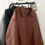 Riolio PU Leather Jackets Men Bomber Coats American Retro Streetwear Chic Handsome Zip-Up Y2k Clothes Cool Pure Minimalist Chaqueta New