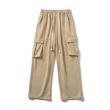 Riolio Large Pocket Loose Straight Cargo Pants 100% Cotton Men's Summer  Japanese Retro Casual Straight Pants Streetwear Baggy Pants
