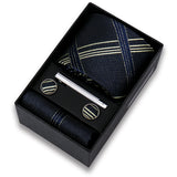 Riolio  Tie For Men Tie Clips Set Necktie Man Wedding Blouses Dress Cufflinks Gift Box Pocket Square Clip Business Skinny Gravetas