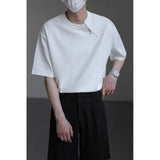 Riolio  Oblique Zipper Short-sleeved T-shirt for Men New Summer Fashion Trendy Brand Stylish Loose Round-neck Short-sleeved Shirt