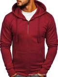 Riolio New Fashion Men's Casual Slim Fit Autumn European Size Cardigan Solid Color Zipper Cardigan Hooded Hoodie Coat