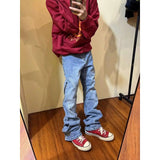 Riolio  American Spring and Autumn Street Men and Women Trendy Zipper Design Straight Tube Washed Jeans Couple Retro Casual Pants y2k
