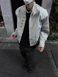 Riolio American Retro Multi-button Stand Collar Design Jacket Men Korean Hip Hop Coat High Street Hip-hop Solid Color Classic Jacket