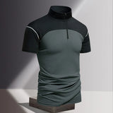 Riolio  Zipper Stand Collar ort Sve T irt Ice Silk Sports Running Top for Men Summer Training Tennis Clothes