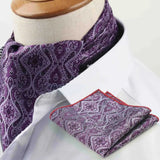 Riolio  Polyester Cravat Pocket Square Set Formal Necktie Handkerchief Ascot Self Tie Polka Dot Paisley Design Gentleman Necktie Gifts