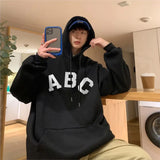 Riolio Letter Print ABC Men's Hoodies 2025 Autumn new sudadera hombre Korean Fashion Harajuku Pullover Hip Hop Long Sleeve Hooded