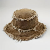 Riolio  Fashion Vintage Distressed Denim Bucket Hat, Wide Brim Outdoor Summer Beach Sun Cap