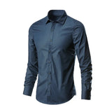 Riolio Men's Long Sleeve White Shirt Casual Business Formal Slim Fit Korean Style Professional Work Shirt Wrinkle-free Ironing
