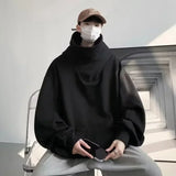 Riolio Autumn Solid Color Ninja Turtleneck Hoodies For Men Y2K Vintage Fleece Sweatshirts Hip Hop Japanese Streetwear Oversized Hoodie