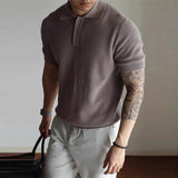 Riolio New Men's Clothing Light Luxury Business Polo Shirt Casual Slim-fit Knitted Solid Color Short Sleeve T-shirt High Quality Tops