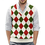 Riolio  Mens Clothes British Style Vest Men Checkered Vest Knitted Pullover Waistcoat Men'S Sleeveless Sweater Knit Vest Man Chaleco Lan