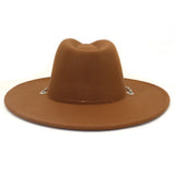 Riolio  Chain Decor Fedora Hat for Women Men Wide Brim Peach Heart Top Felted Hat Jazz Cap Winter Autumn Panama Khaki Luxury Hat Chapeau