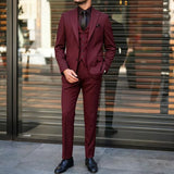 Riolio  Jacket Vest Pant Men Suit Black 3 Pieces Single Button With Lapel For Wedding Groom Birthday Banquet Party Business Work Office
