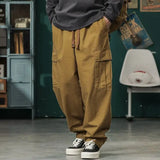 Riolio  American Retro Trendy Functional Work Pants Men Autumn Loose Wide-leg Casual Japanese Outdoor Camping Trousers
