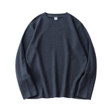 Riolio 260G Men's Autumn Heavyweight Premium Waffle Basic T-shirt Long Sleeve Simple Solid Color Delicate White Tees Casual Daily Tops