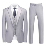 Riolio M-6XL Double Vent Mens Suit ( Blazer+Vest+Pants) Solid Color Formal Office Business Suit Three-piece Groom's Wedding Dress Party