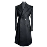 Riolio  Fashion Woolen Blend Coat Men Black Over Jacket Overcoat Double Breasted Long Plus Size Warm Formal Business