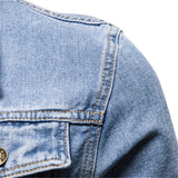 Riolio New Cotton Denim Jacket Men Casual Solid Color Lapel Single Breasted Jeans Jacket Men Autumn Slim Fit Quality Mens Jackets