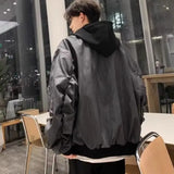 Riolio  Vintage PU Leather Bomber Jacket for Men Spring Autumn Hooded Jackets Streetwear Leather Trench Caots Windbreakers Men Clothes