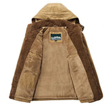 Riolio Thick Warm Trench Winter Parka Men Fleece Hooded Men Winter Jacket Coat Military Cargo Jackets Mens Plus Size Velvet Warm Coat