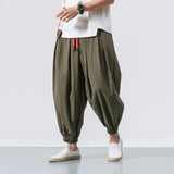 Riolio New Trendy Men Harem Pants Loose Oversized Style Cotton and Linen High Quality Jogger Sweatpants Casual Male Trousers