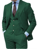 Riolio  3 Pieces Grey Stripe Design Men Suits Peaked Lapel Formal Business Man Blazer  Groom Tuxedo Classic Fit Male Outfit