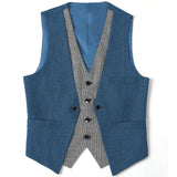 Riolio  Men's Suits Vest V Neck Fake Two Pieces Herringbone Wool Business Fashion Style Formal Men's Waiscoat For Wedding