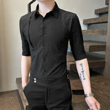 Riolio  New Summer Mid-sleeved Shirt Men Fashionable Men Versatile Shirt