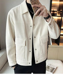 Riolio Korean Style Fashionable High-end Jacket Men's Spring Autumn 2025 New Corduroy Top Trendy Handsome Loose Short Lapel Thin Jacket