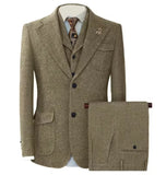 Riolio  Classic Herringbone Man Suit Sets High Quality Luxury Men's Suits Wedding Dress 3 Pieces Set Jacket+Vest+Pant