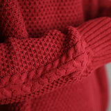Riolio Heavy Japanese Sweater Loose Round Neck Pullover Fashionable High-end Red Sweater Men Women's Inner Base Knitted Sweater Chic