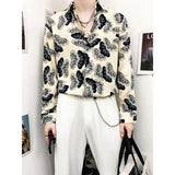 Riolio  Spring and Summer Thin Loose Casual Lazy Draping Silk Skating Ice Silk Creative Fashion Design Butterfly Print Men's Shirt