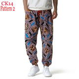 Riolio Men's African Print Harem Baggy Genie Boho Pants Casual Cotton Yoga Drop Crotch Joggers Sweatpants Hip Hop Traditional Trousers