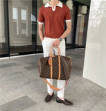 Riolio Summer Lapel Breathable Short Sleeve Temperament Men's Clothing Slim Korean Version Solid Color Trend Knitted POLO Shirt