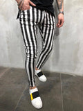 Riolio Black and White Check Trendy Muscle Brothers Camouflage Sports Pants Men's Fitness Pants Outdoor Running Training Pants Slim Fit