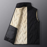 Riolio Men's Ultrasonic Fleece-Lined Cotton Vest Casual Fashion Warm Dad's Style Sheep Fur Vest For Spring Autumn