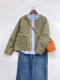 Riolio Japanese Niche High-end Jacket Korean cityboy wear 2025 New Military Green Tops for men Women's Spring Clothes simple O-neck top