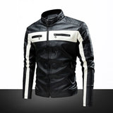 Riolio Winter New Standing Collar Leather Jacket Men's Business High-grade Leather Jacket Young and Large Size Motorcycle Jacket