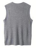 Riolio New Popular Preppy Style Men Sweater Vest Casual Knitted Streetwear Solid Color V Neck Waistcoat Leisure High Quality Knitwear