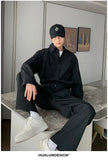 Riolio Men's Shirt Pants Set High-end Shirt Suit Trendy Spring Handsome Long-sleeved Top Loose Straight Trousers Two-piece Set