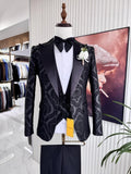 Riolio  New Arrival Elegant Jacquard Men's Suit Set 3 Pieces Banquet Party Wear S-3XL Peak Lapel Slim Fit Suits For Men Dancing Wear