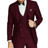 Riolio  Formal Elegant Men Suit Slim Fit 3 Piece Blazer Vest Pants Sets Tuxedo Set for Wedding Double Breasted Notched Lapel Men Suit