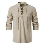 Riolio  Spring Summer Men's Linen Shirts Casual Men Long Sleeve Button Loose Henley Shirts Fashion Man Beach Breathable Shirts Clothing