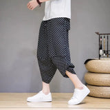 Riolio  Summer New Men Loose Seven-point Ice Silk Casual Carrot Lantern Harem Pants